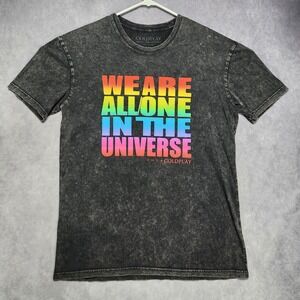 Coldplay Music of the Spheres 2023 World Tour T Shirt Mens L Acid Wash Rainbow